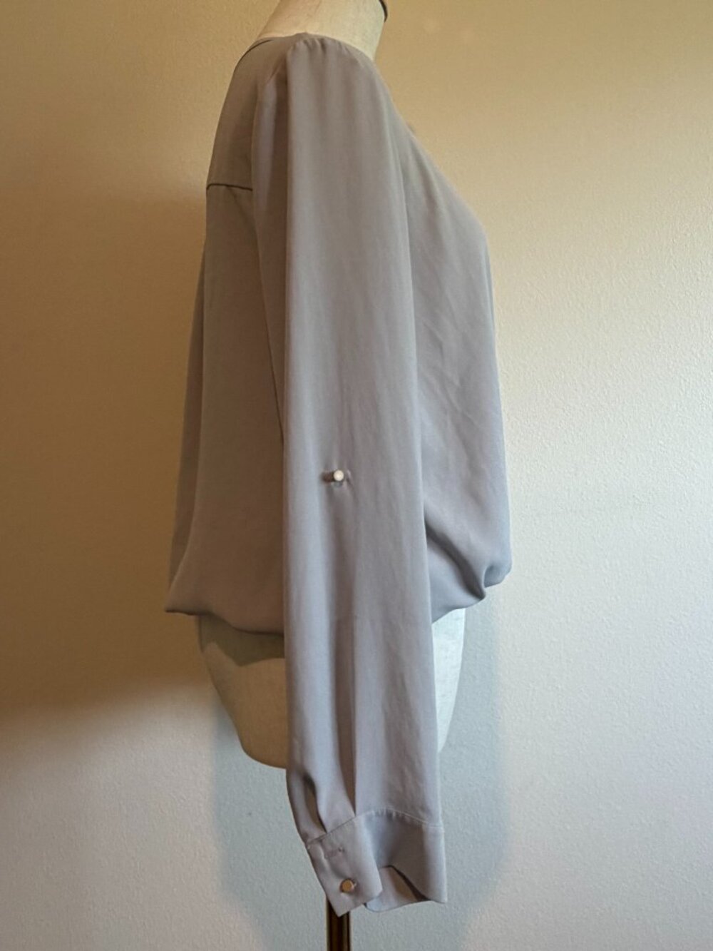 Ro & De Gray Faux Wrap Drapey Blouse | Minimalist Quiet Luxury - S - Picture 4 of 13